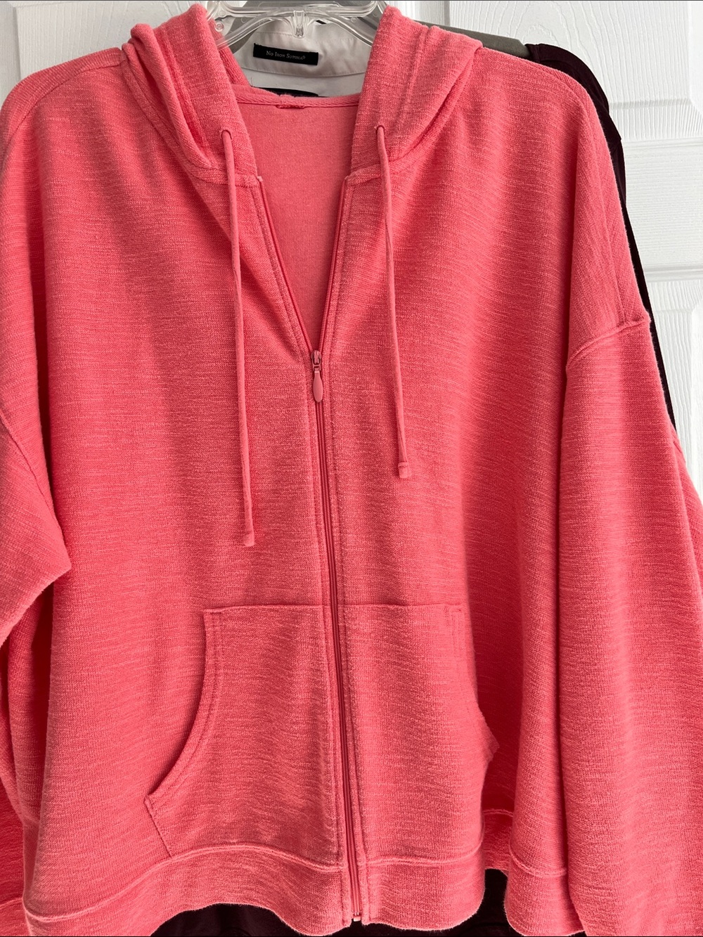 Cropped Coral Zip Hoodie-travel